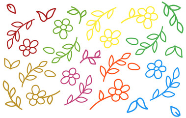 Abstract flower doodle brush seamless pattern. Sketch hand drawn spring floral plant, nature graphic leaf