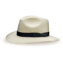 White beach hat isolated against plain background , summer element concept.