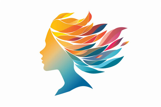 woman profile colorful hair flowing clip art preview