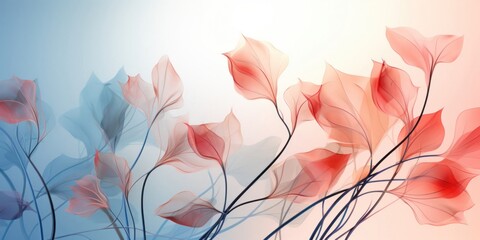 Close Up of Flowers on Blue and Pink Background Generative AI