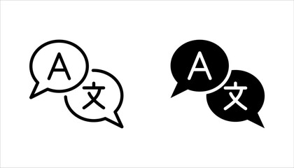 translation vector icon set, translation icon in speech bubble icon vector illustration on white background