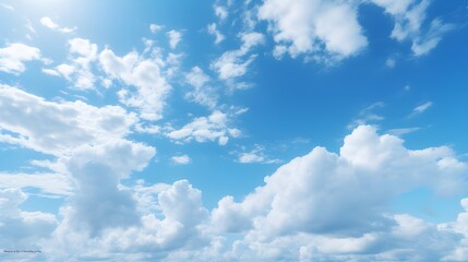 Naklejka na ściany i meble Stock Photo - View of Clouds against blue-sky. Background, wallpaper. Copy space concept. 