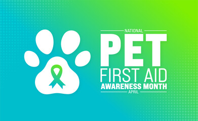 April is National Pet First Aid Awareness Month background template. Holiday concept. use to background, banner, placard, card, and poster design template with text inscription and standard color.