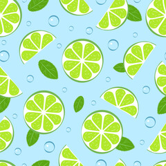 Seamless pattern with lime and mint