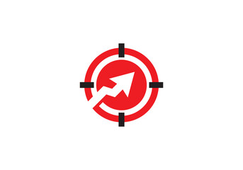 arrow with target in circle shape logo design