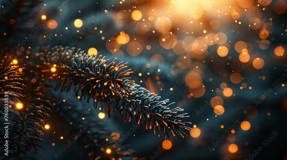 Poster isolated modern illustration of an abstract christmas card with fir tree branch. low poly style desi