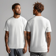 white Gildan 5000 front back shirt mock-up male t-shirt Gildan front back white shirt mockup men's blank Gildan 5000 man Mockup 