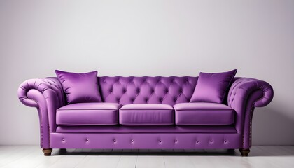 Empty purple sofa isolated on white background