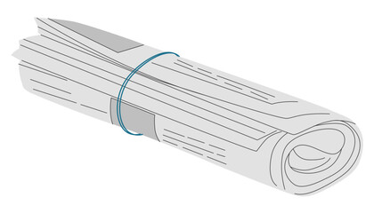 Roll of newspapers isolated. Rolled of publications on white background