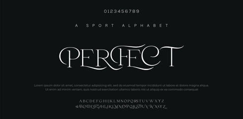 Abstract Fashion font alphabet. Minimal modern urban fonts for logo, brand etc. Typography typeface uppercase lowercase and number. vector illustration - obrazy, fototapety, plakaty