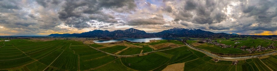 Kochelsee, Lake, Bavaria, Kochel, Alps, Drone Panorama