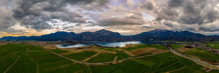 Kochelsee, Lake, Bavaria, Kochel, Alps, Drone Panorama