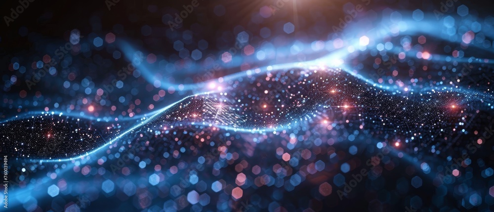 Fototapete the future low poly wireframe. image in the form of a starry sky or space, with points, lines, and s