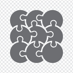 Simple icon puzzle in gray. Simple icon puzzle of the nine elements  on transparent background for your web site design, app, UI. EPS10. - obrazy, fototapety, plakaty