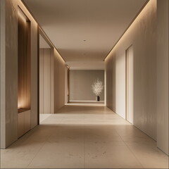 Fototapeta premium Modern and light house hall with empty walls