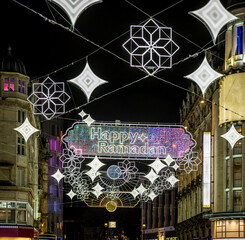 Ramadan lights on Leicester square in central London