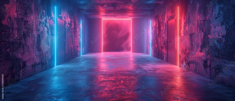 Aufkleber Disco neon light background. Conceptual rendering in 3D.