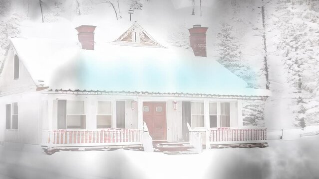 Vintage house with a snowy background landmark, thanks for watching for outro video cover