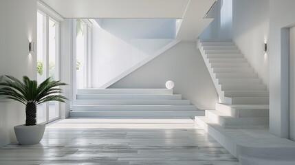 Fototapeta premium Modern and light house hall with empty walls