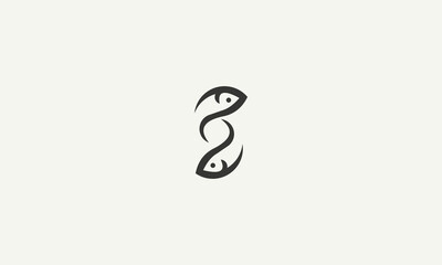 fish icon simple monogram logo design vector illustration