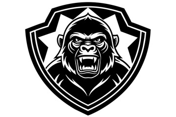 Galactic gorilla mascot logo silhouette vector art illustration