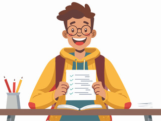  A student receives a perfect score on their test beaming with pride and accomplishment. 