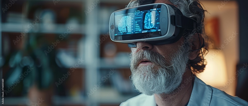 Aufkleber The concept of telemedicine involves a doctor online communicating with the patient through a VR interface using internet technology as a method of consultation...