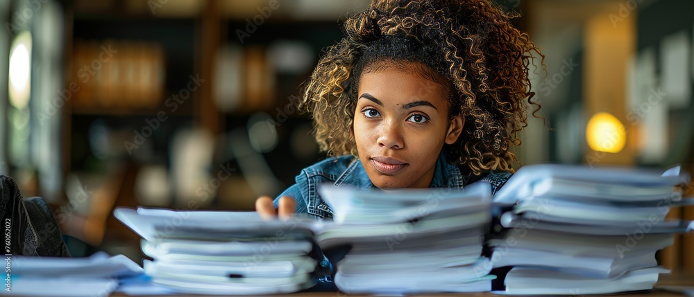 Poster An expert in compliance working with digital tablet Document Management System (DMS), virtual online documentation database, and process automation in order to efficiently manage documents