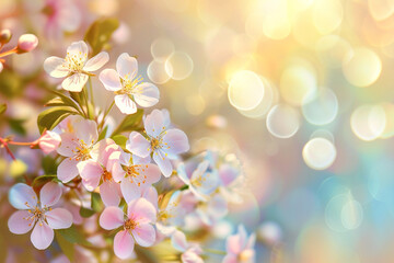 Beautiful spring blooming apple cherry tree in the sun