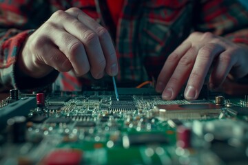 Man repairing circuit board in a laptop closeup, a man repairing circuit board closeup, a man repairing circuit closeup, circuit repairing closeup, laptop repairing, repair man closeup
