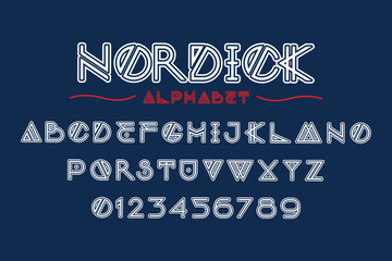 Editable typeface vector. Nordick sport font in american style for football, baseball or basketball logos and t-shirt.	