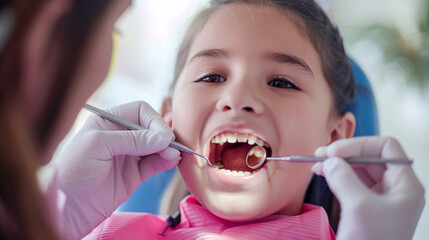 little girl in the dentist office.