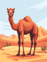 Cartoon Camel in Soft Desert Scene for Nursery Generative AI