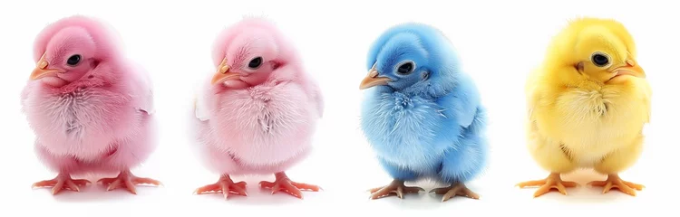 Foto op Plexiglas little chicks colored in different colors © Ivana
