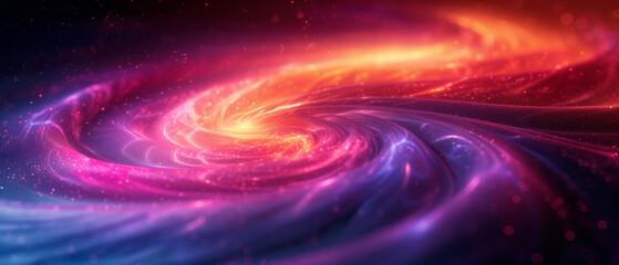 A celestial whirlpool of radiant colors spins across the vast canvas of the universe