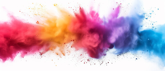 A cascade of colorful powder creates a vibrant spectrum, capturing the essence of movement and change