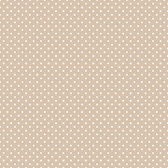 Beige and white polka dot pattern, seamless texture background. Minimal fashionable design. Polka dots trendy background, tile. For fabric pattern, card, decor, wrapping paper