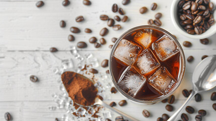 iced coffee with milk and iced coffee drink.