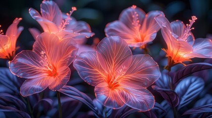  a close up of a bunch of flowers with pink and purple flowers in the foreground and a blurry background.