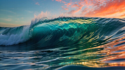 sunset over ocean wave