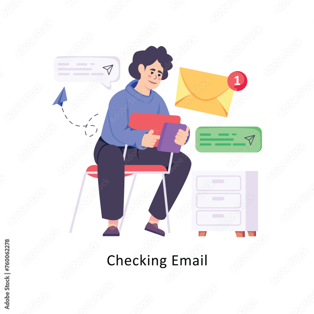 Poster checking email flat style design vector stock illustrations.
