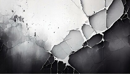 Illustration of black and white grunge texture with cracks.
 - obrazy, fototapety, plakaty