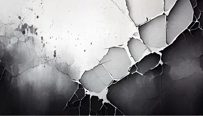 Foto op Canvas Illustration of black and white grunge texture with cracks.  © Rmcarvalhobsb