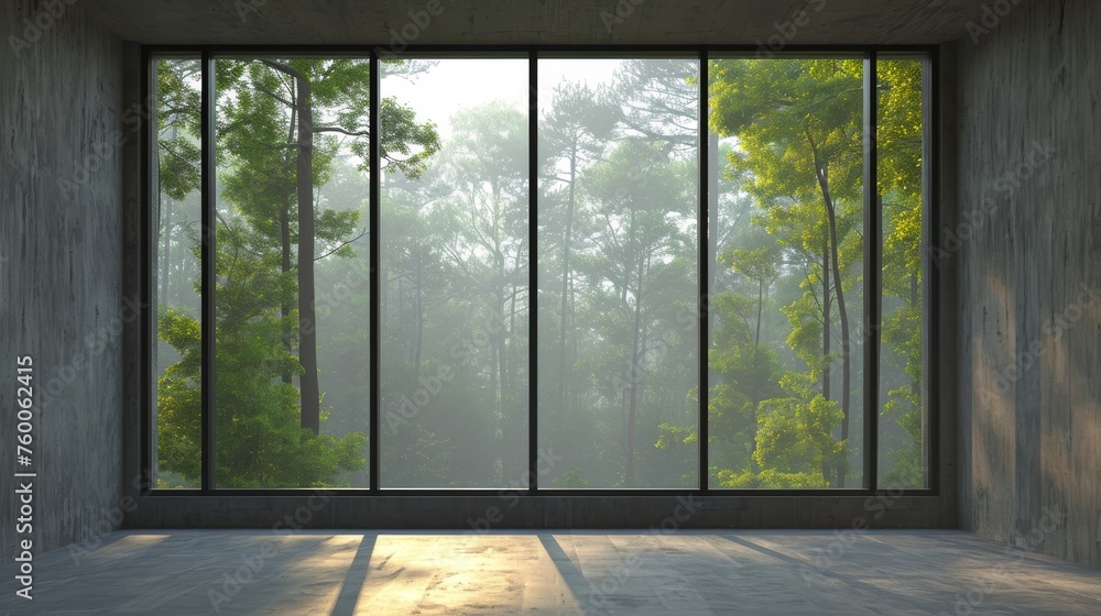 Poster Room with a panoramic view of the forest