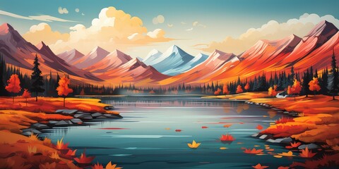 Fototapeta na wymiar Canadian Colors - Nature's Palette Painted in Vibrant a visual masterpiece with nature's palette in colors. Capture the diverse beauty howcasing vibrant hues, natural wonders, 