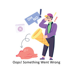 Oops! Something Went Wrong  flat style design vector stock illustrations. 