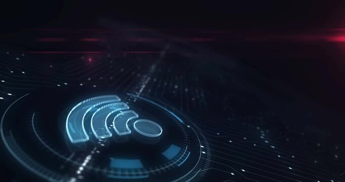 WiFi wireless mobile connection and internet hotspot symbol digital abstract 3d concept. Finger touch screen. Cyber technology and network background. Man pushes computer display.