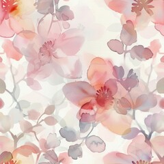 Floral watercolor pattern with delicate roses and foliage