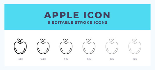 Apple icon. Outline. Lineal icon symbol vector. Black outline.