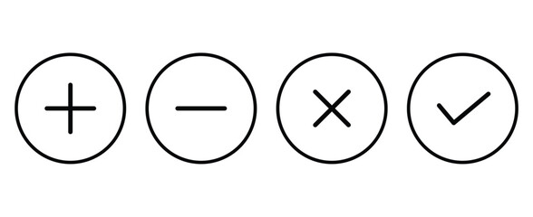 Set of Plus Minus Icons. Vector Illustration.